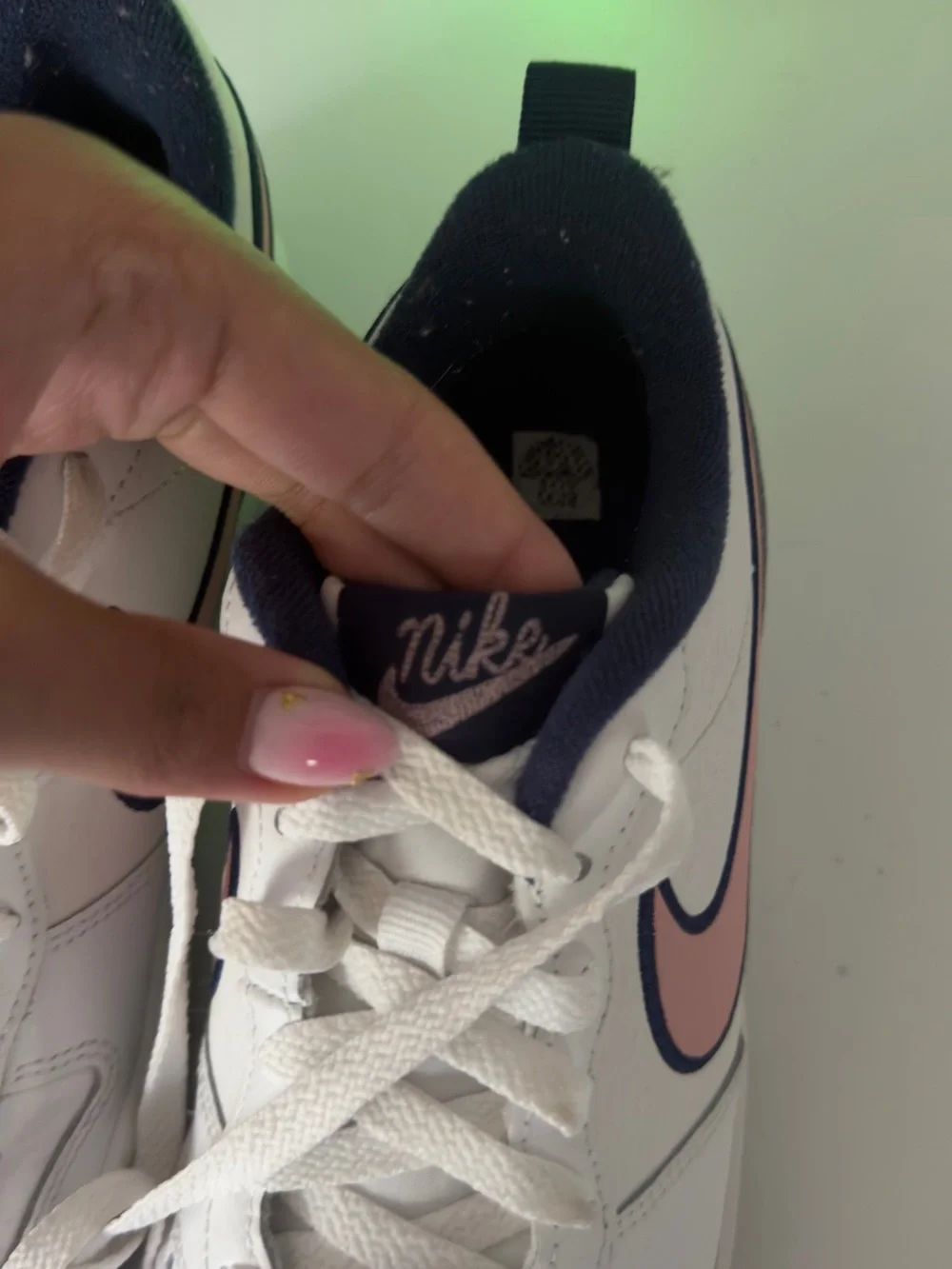 Nike Kids White Sneakers with Pink Swoosh